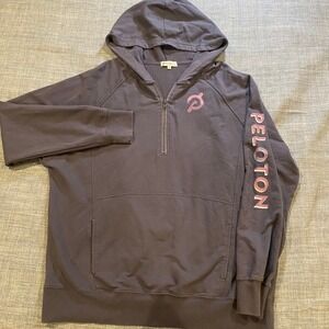 Peloton Womens Pullover Hoodie Quarter Zip Gray Large L Cycling Run Gym Workout